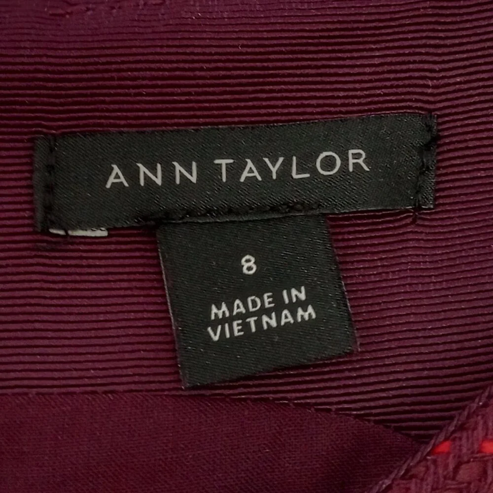 Ann Taylor Belted Tweed Career Sheath Dress In Plum Rose - Picture 3 of 10